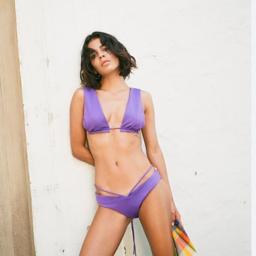 NWT Zara Purple Side Tie‎ Bikini Top Size M